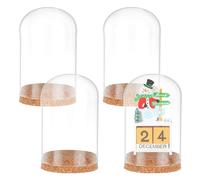 ZIUBMVDYC Cupola in vetro, 4 pz. Cloche in Vetro Display Campana con Base in Sughero Coperchio a Cupola Decorativo Barattoli Vetrina 8x12 cm