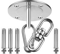 ZIUBMVDYC Ganci per amache Resistenti, 1 Set di Ganci for Altalena in Metallo con 4 Fori Montaggio, Accessorio Rotondo Stabile, Sospensione a 360° for Sedia in Corda, Argento, 90 mm
