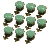 ZIUBMVDYC Maniglie in ceramica per porte, Maniglie for cassetti retrò Maniglia in ceramica, confezione da 10 pomelli for armadietti, diametro 32 mm(Green)