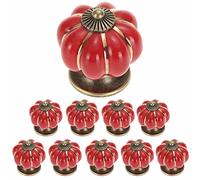 ZIUBMVDYC Maniglie in ceramica per porte, Manopole for armadietti Maniglie for cassetti in ceramica da 10 pezzi a forma di zucca(Red)