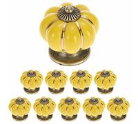ZIUBMVDYC Maniglie in ceramica per porte, Manopole for armadietti Maniglie for cassetti in ceramica da 10 pezzi a forma di zucca(Yellow)