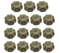 ZIUBMVDYC Maniglie in ceramica per porte, Set di 15, maniglie for armadietti da cucina vintage, pomelli for cassetti, pomelli for mobili in ceramica, maniglia a forma di zucca(Blue,Bronze Decoration)