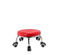 ZIUBMVDYC Sgabello con rotelle, 1 pz sgabello basso in metallo piccolo girevole for salone di bellezza in similpelle for barbiere e garage(Red)