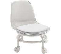 ZIUBMVDYC Sgabello con rotelle, Con supporto for la schiena, puleggia, sgabello con rotelle, for pedicure, sedile basso for pulizia, flessioni, ufficio, sport, 1 pz(Clear)