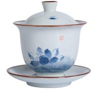 ZIUBMVDYC Tazza da tè Kung Fu con coperchio, Set da tè Gaiwan in ceramica Sancai 175 ml 9,3x11 cm