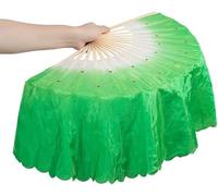 ZIUBMVDYC Ventaglio da Danza in Seta, Simulazione Seta Danza ventaglio Lungo Colore sfumato del Ventre Spettacolo di Danza Orientale Ventaglio 51 cm, Mano Sinistra e Destra in Coppia
