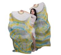 ZIUBMVDYC Ventaglio da Danza in Seta, Veli da Danza del Ventre in Pura Seta Naturale for Donne, ventagli Spettacolo, Costumi e Accessori for la Un Paio di Colorati(Purple,L)