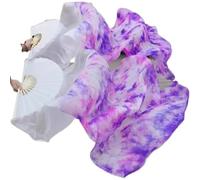 ZIUBMVDYC Ventaglio da Danza in Seta, Veli da Danza del Ventre in Pura Seta Naturale for Donne, ventagli Spettacolo, Costumi e Accessori for la Un Paio di Colorati(Beige,L)