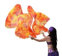 ZIUBMVDYC Ventaglio da Danza in Seta, Veli da Danza del Ventre in Pura Seta Naturale for Donne, ventagli Spettacolo, Costumi e Accessori for la Un Paio di Colorati(Red,M)