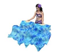 ZIUBMVDYC Ventaglio da Danza in Seta, Veli da Danza del Ventre in Pura Seta Naturale for Donne, ventagli Spettacolo, Costumi e Accessori for la Un Paio di Colorati(Blue,M)