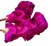 ZIUBMVDYC Ventaglio da Danza in Seta, Veli da Danza del Ventre in Pura Seta Naturale for Donne, ventagli Spettacolo, Costumi e Accessori for la Un Paio di Colorati(Deep Purple,L)