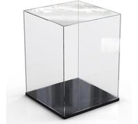 ZIUBMVDYC Vetrina in acrilico, Organizzatore trasparente rimovibile for oggetti da collezione, custodia da banco impilabile for modelli, contenitore for ufficio domestico(Black)