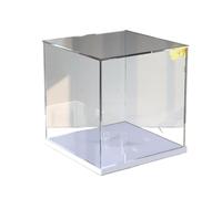 ZIUBMVDYC Vetrina in acrilico, Scatola portaoggetti trasparente da banco, organizer for figure di protezione, cubo portaoggetti for pallavolo, basket e calcio, base stabile da 10 mm(White)