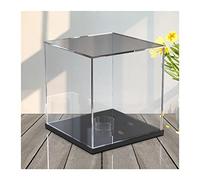 ZIUBMVDYC Vetrina in acrilico, Scatola portaoggetti trasparente da banco, organizer for figure di protezione, cubo portaoggetti for pallavolo, basket e calcio, base stabile da 10 mm(Black)