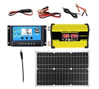 Ziurmut Kit Pannello Solare per Auto, Solare Completo, 300 Watt, Kit di Ricarica Solare con 2 Porte USB e Display a LED, Kit Completo di Pannello Solare con Batteria e Inverter per casa capanno