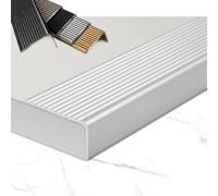ZIUSFAC 90cm 120cm Protezione Angolare Forma di L Profilo per Scale Profilo Paragradino in Alluminio Profilo per Bordi Scale, Impermeabile Profilo Angolare per Gradino(Silver,Long 120x Wide 5cm)