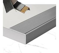 ZIUSFAC 90cm 120cm Protezione Angolare Forma di L Profilo per Scale Profilo Paragradino in Alluminio Profilo per Bordi Scale, Impermeabile Profilo Angolare per Gradino(Gray,Long 120x Wide 5cm)