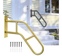 ZIUSFAC Corrimano per Scale A Forma di U Ringhiera da Parete Ringhiera per Scale da 1 A 3 Livelli Maniglione in Metallo Corrimano di Sicurezza per Scale(Gold)