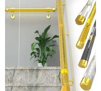ZIUSFAC Corrimano per Scale in Acrilico Barra di Sostegno Trasparent 50-500cm Ringhiere per Scale con Supporto A Parete Maniglione per Soffitto Garage Gradini(Yellow,3.6ft/110cm)