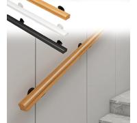 ZIUSFAC Corrimano per Scale retrò Ringhiera in Legno Massiccio Passamano per Scale Antiscivolo Corrimano da Parete Ringhiera per Scale 90-500cm Nero/Bianco(Wood,2.6ft/80cm)