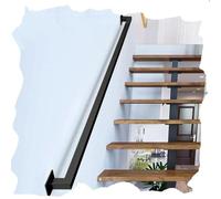 ZIUSFAC Ringhiera per Scale Ringhiera da Parete Industriale Passamano per Scale Tubo Quadrato Supporto A Parete Corrimano per Scale in Ferro(Black,4.3ft/130cm)