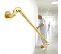 ZIUSFAC Ringhiere per Scale En Metallo Maniglione Montato A Parete Corrimano per Scale Ringhiera da Parete Tubo Tondo 100cm 110cm 120cm Passamano per Scale Soffitta(Gold,3.3ft/100cm)