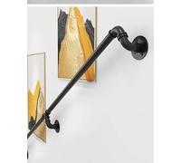 ZIUSFAC Ringhiere per Scale En Metallo Maniglione Montato A Parete Corrimano per Scale Ringhiera da Parete Tubo Tondo 100cm 110cm 120cm Passamano per Scale Soffitta(Black,7.2ft/220cm)