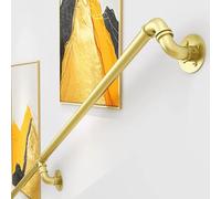 ZIUSFAC Ringhiere per Scale En Metallo Maniglione Montato A Parete Corrimano per Scale Ringhiera da Parete Tubo Tondo 100cm 110cm 120cm Passamano per Scale Soffitta(Gold,11.5ft/350cm)