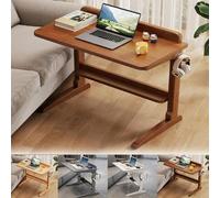 ZIUSFAC Tavolino Ausiliario In Legno Tavolo Porta PC Tavolino A Forma Di C Comodino Con Gancio Per Cuffie Tavolino Da Salotto Per Ufficio Soggiorno(Walnut,60cm/23.6in)