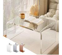 ZIUSFAC Tavolino Da Salotto In Acrilico Tavolino Laterale Trasparente Piccolo Tavolino Da Divano Portatile Tavolino A Forma Di C Moderno Comodino Per Camera Da Letto(Clear,Length 50cm/19.7in)
