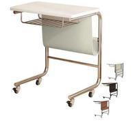 ZIUSFAC Tavolino Laterale Da Divano Comodino A Forma Di C Tavolino Da Divano Con Borsa Portaoggetti Vassoio Tavolo Porta PC Mobile Tavolini Struttura In Metallo(Beige)