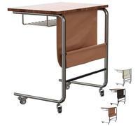 ZIUSFAC Tavolino Laterale Da Divano Comodino A Forma Di C Tavolino Da Divano Con Borsa Portaoggetti Vassoio Tavolo Porta PC Mobile Tavolini Struttura In Metallo(Walnut)