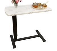 ZIUSFAC Tavolino Laterale Da Divano Pieghevole Comodino Con Ruote Tavolino Ausiliario Altezza Regolabile Tavolino A Forma Di C Scrivania Per Computer(Marble pattern (black))