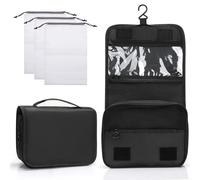 Zivacate Beauty Case da Appendere, Borsa da Toilette Impermeabile per Donne & Uomini, Portatile Pieghevole Porta Trucchi con 3 Borse Organizer Coulisse per Viaggi, Affari, Fitness, Campeggio - Nero