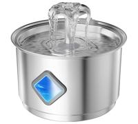 Zivacate Fontanella per Gatti Acciaio - 2,8 L Fontana per Gatti | Pompa Ultra Silenziosa, Finestra LED, Sistema di Filtraggio Triplo, Fontanella Gatto con Cavo (con 3 Filtri & 3 Spugne)