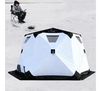 ZIXIAOS Tenda da Pesca sul Ghiaccio Isolata, Riparo da Pesca a 6 Lati per 6-10 Persone, Baracca di Ghiaccio Pop-Up, Rifugio Invernale Antivento con Borsa per Il Trasporto White