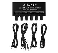 ZIXINNKC Splitter audio stereo a doppio canale Mixer 4 in 2 uscite Amplificatore di isolamento del rumore di terra con cavo