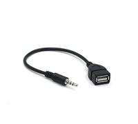 Ziyan Cavo adattatore audio AUX da 3,5 mm maschio a USB A femmina, convertitore per autoradio, per autoradio, GPS, CD, DVD, audio nero