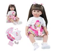 ZIYIUI 24 pollici 60 cm Reborn Bambole Femmina Realistico Morbido Silicone Vinile Bambole Bambole dai Capelli Piuttosto Lunghi Neonata Regalo di Festa