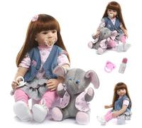 ZIYIUI Bambole Reborn Originali 24 Pollici 60 Centimetri Realistico in Silicone Morbido Femmine che Sembrano Vere Neonate con Capelli Lungh Toddler