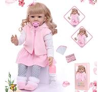 ZIYIUI Realistiche Bambole Reborn -24 pollici Reborn Femmina Originale Silicone Bambole Reborn Capelli ricci Biondi Bambino Ragazza Ragazzo Regalo Bambole Reborn Toddler 60 cm Con Accessori Dai