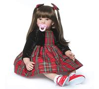 ZIYIUI Reborn Baby Dolls 60 cm Morbido Silicone Vinile Realistico Reborn Bambole Ragazze con Capelli Lunghi Real Baby Dolls Che Sembrano Vero Neonato