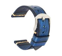 ZIYIWANG Cinturino in pelle da 18 mm, 20, 22, 24, larghezza della fibbia dell'orologio, cinturino di ricambio in stile retrò(Deep Blue-Silver,18mm)