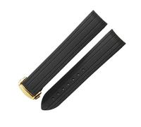 ZIYIWANG Compatibile con cinturini for orologi da 20 mm e 22 di larghezza. Cinturino in gomma estremità curva orecchio integrato. Dotato fibbia pieghevole. diversi uomo(Black gold buckle)