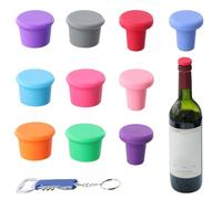 Ziyonix 10 Tappi per Vino in Silicone con un Apribottiglie, Tappi per Bottiglie di Vetro, Universali, Colorati, Reusable, Sigillati per Birra, Succhi e Bottiglie di Vetro