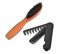Ziyonix 1Pcs Spazzola con Setole di Cinghiale e 1Pcs Pocket Comb, Spazzola per Barba Uomo per Styling di Capelli e Barba per Massaggio del Cuoio Capelluto Riducendo la Rottura dei Capelli (2 Pezzi)