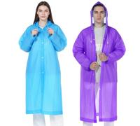 Ziyonix 2 Pcs Poncho Antipioggia per Donna e Uomo Impermeabile per Adulti da Portatile Riutilizzabile Poncho Mantella Antipioggia in Materiale EVA per Escursionismo, Ciclismo, Campeggio e Viaggi