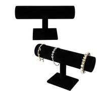 Ziyonix 2 Pezzi Supporto per Bracciale, Espositore per Gioielli in Velluto Nero, Porta di T per Braccialetti, Organizer Gioielli per Bracciali Collane Orologi