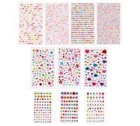 Ziyonix 2651 Pezzi Strass Adesivi, 10 Fogli Brillantini Viso Adesivi con Pinzetta Colorato Gemme di Cristallo Foglio, Brillantini Adesivi per Viso DIY, Artigianato Occhi, Nails Decorazione