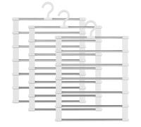 Ziyonix 3 Pezzi 6 Strati Grucce per Pantaloni Pieghevoli Grucce Pantaloni Salvaspazio Grucce in Metallo a Più Livelli Attaccapanni Armadio Magici per Pantaloni Sciarpe Asciugamani Lenzuola Cravatte